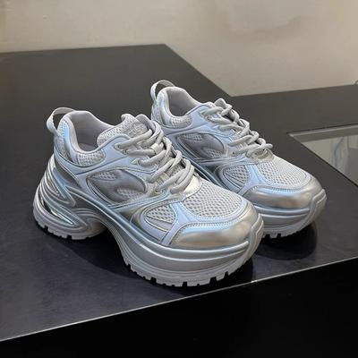 7 кроссовок для папы женские летние новые сетчатые дышащие кожаные на толстой подошве маленькие повседневные спортивные туфли