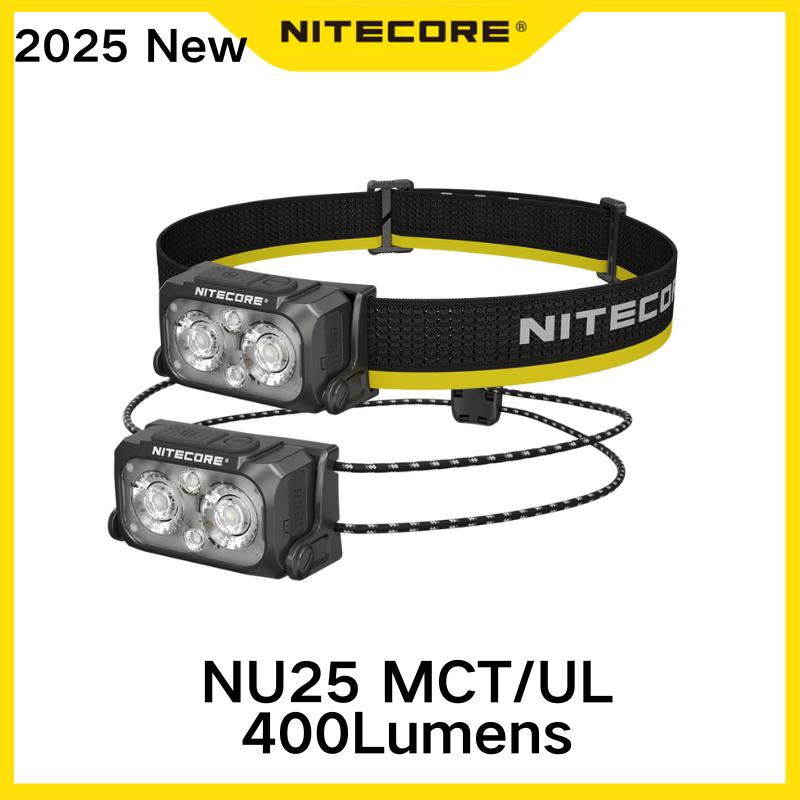 NITECORE NU25 MCT 400Lumens Max throw of 132meters USB-C Rechargeable Headlight 3 Light Sources Waterproof Lightweight Headlamp