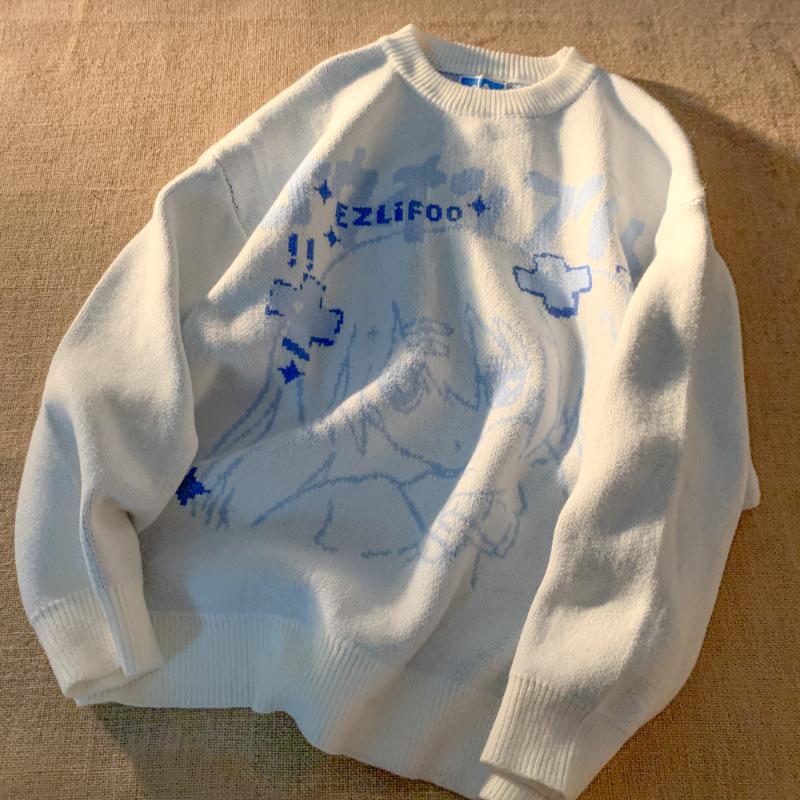 Женский пуловер большого размера Y2k, осенний пуловер в стиле аниме, уличная одежда в готическом стиле, кавайный японский свитер с длинными рукавами