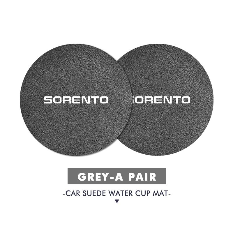 AGF3 For KIA 2pcs Suede Car Coaster Water Cup Drink Holder Anti-Slip Pad Venga Sedona Forte Stonic Picanto Sorento Stinger