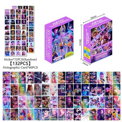 96/132 шт. Kpop Demon Hunters Anime Peripherals Series Lase Holographic Card Mini double-sided LOMO Card Christmas Gifts