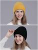 Вязаная шапка из меха кролика в корейском стиле для женщин - модная повязка на голову с наушниками на осень/зиму