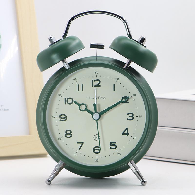 Simple candy color bell alarm clock watch loud lazy bedside night light silent simple fashion for primary and secondary school students