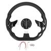 13in Steering Wheel Black PU Leather Racing Style Comfortable Grip Modification Steering Wheel Replacement for Car