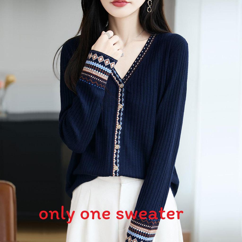 Andy Plush Knit Cardigan For Women With Vneck And Long Sleeves For Casual Wear