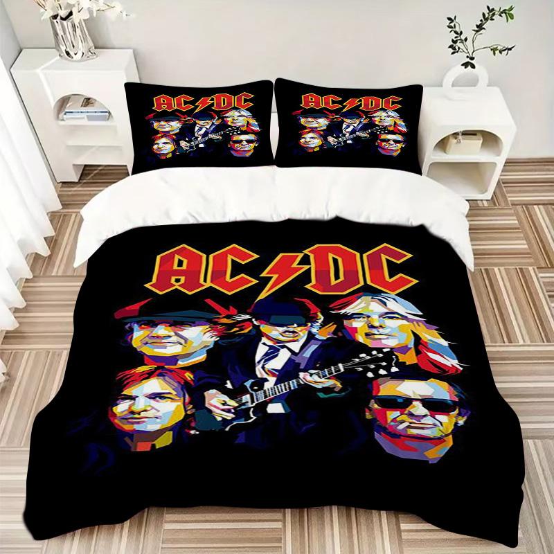 Acdc Rock Legends Print 3Pcs Bedding Setduvet Cover With 2 Bedropillowcase Home Birthday Gift