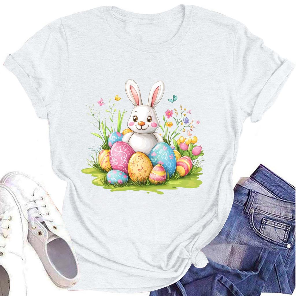 Women's Printed Round Neck Short-sleeved T-shirt Top