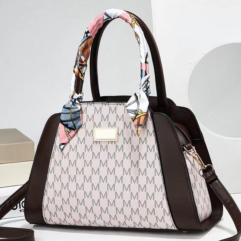Stylish Women's Large Capacity Printed Tote Bag Perfect For Moms In Black Coffee And Beige