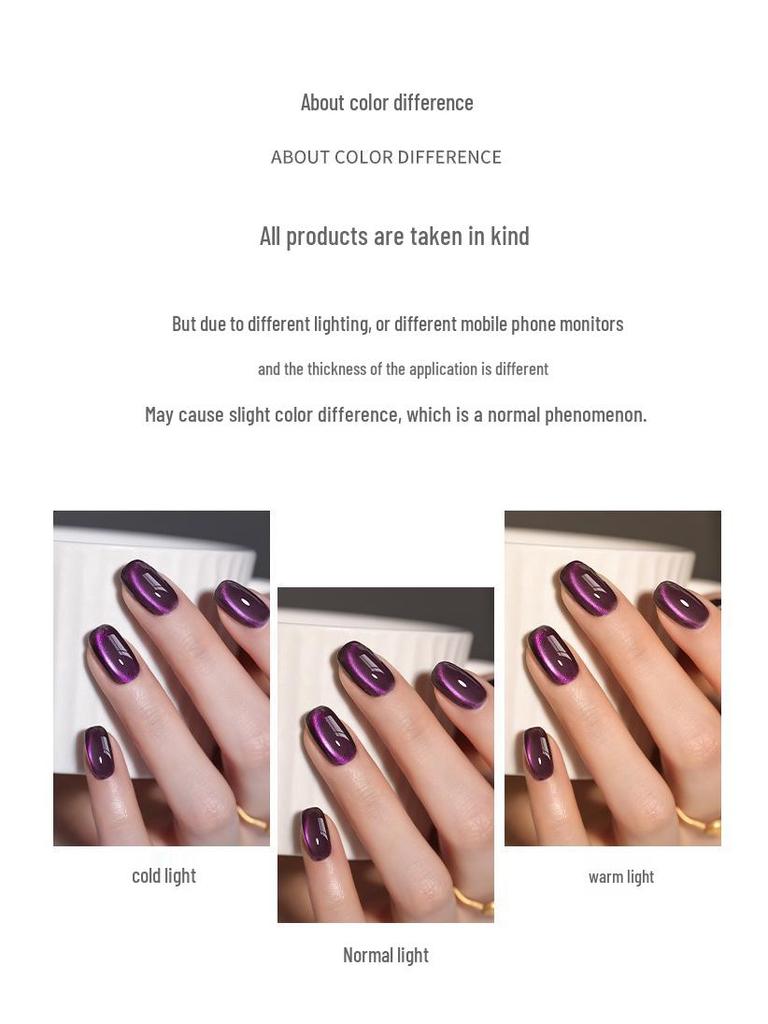 Purple Cat Eye Gel Polish Set - 2025 Trendy Whitening Colors for Nail Salons