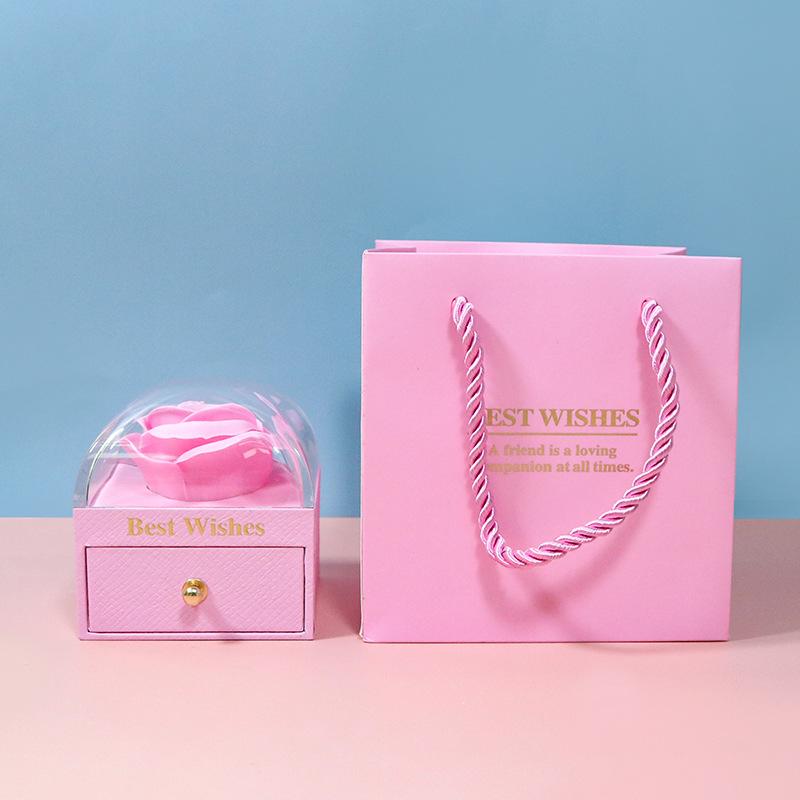 Hot Macarone Arc Acrylic Artificial Timeless Flowers Jewelry Box Romantic Gift Ring Necklace Box Custom Flower Gift Box