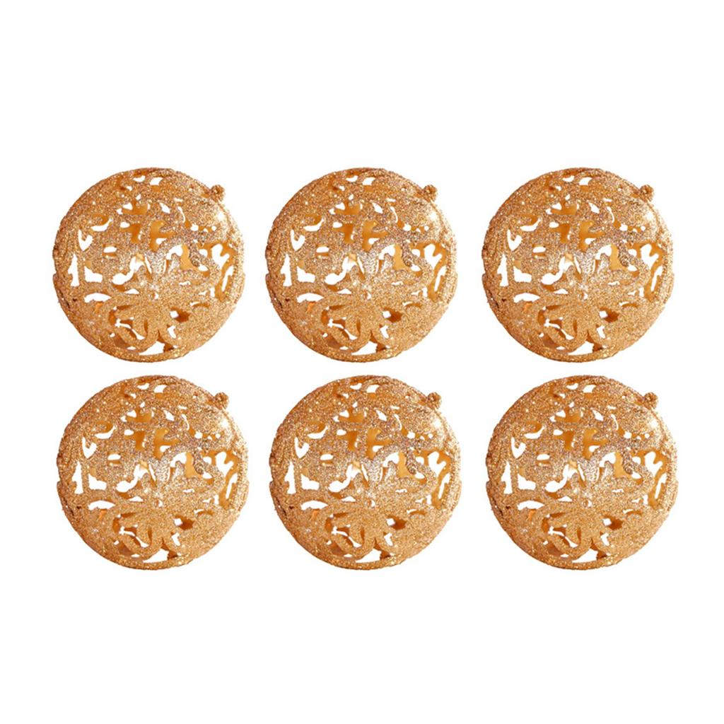 6Pcs Glittering Hollow Christmas Ball Ornament 55mm Shatterproof Decorative Baubles For Christmas Tree Decorations