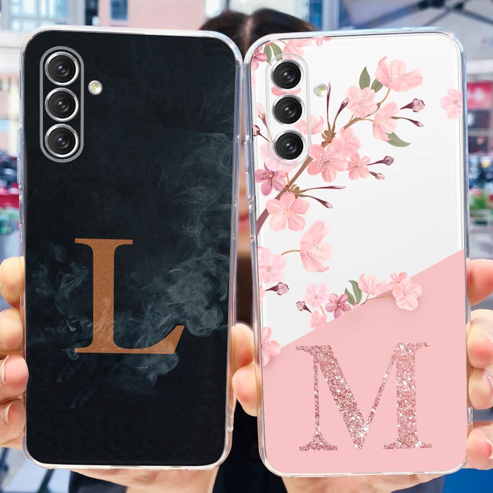 Для Samsung Galaxy A13 A14 5G Чехол Модный Чехол с Буквой и Цветами из Мягкого Силикона ТПУ Для Samsung A 13 A14 A 04S Чехол для Телефона Funda