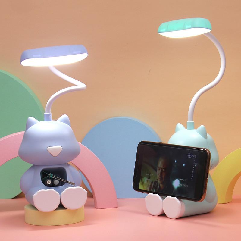 Милая мультяшная USB-зарядка, маленькая настольная лампа, для студентов, для учебы, чтения, светодиодная, бережная к глазам, настольная лампа, лампа для спальни, прикроватная лампа, ночник
