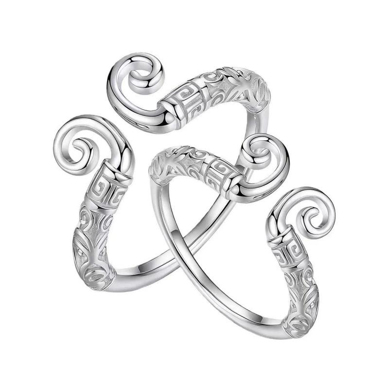 Adjustable Classic Couple Rings Set Rhodium/Gold Plated Brass Open Rings with Zircon Flower Design for Lovers