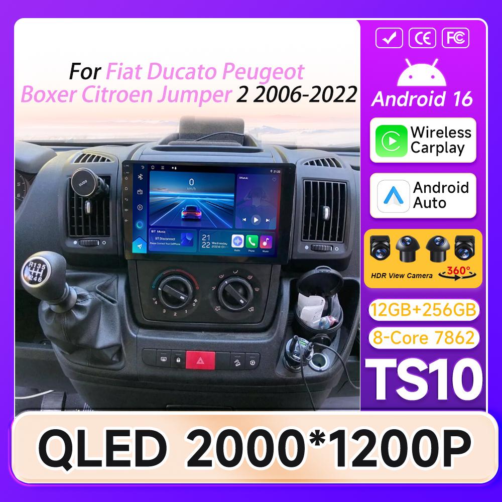 Android Auto For Fiat Ducato Peugeot Boxer Citroen Jumper 2 2006-2022 Car Radio 5G Wifi GPS Navigation Display Autoradio Screen