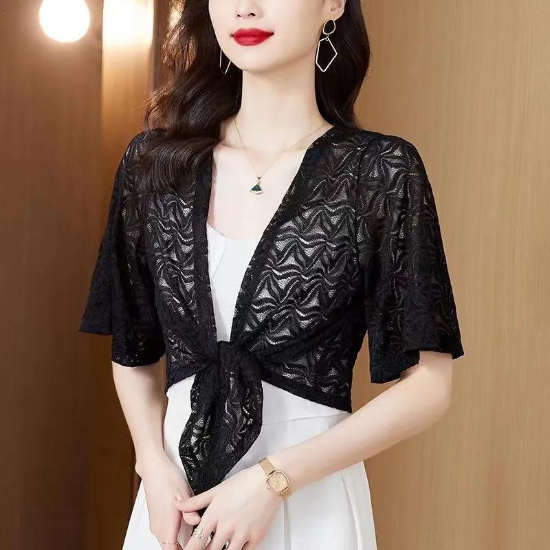 WTEMPO Женские повседневные однотонные кружевные солнцезащитные шали пальто весна-лето повседневные универсальные тонкие дышащие кардиганы