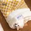 Comfortable Rabbit Bedding for Cages Plush Cat Sleeping Bag, Soft Cozy Pet Cave Bed, Fluffy Warm Bag Winter Puppy Sack, Washable Snuggle Pouch Indoor