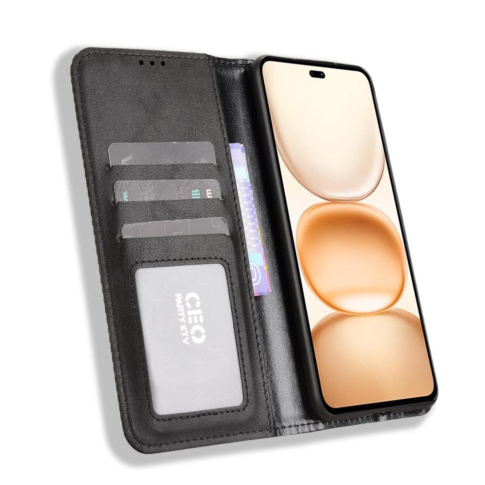 For Honor Power 5G Leather Case Wallet Stand Retro Texture Phone Cover