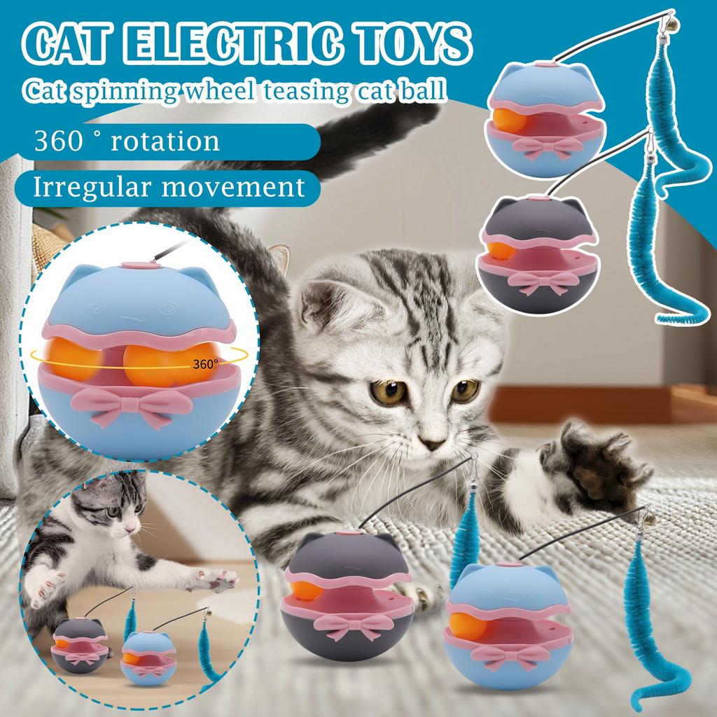 Interactive Toy With Tail, New Smart Moving Toy Ball For Indoor Cats, Rechargeable Automatic Rolling Teasing
