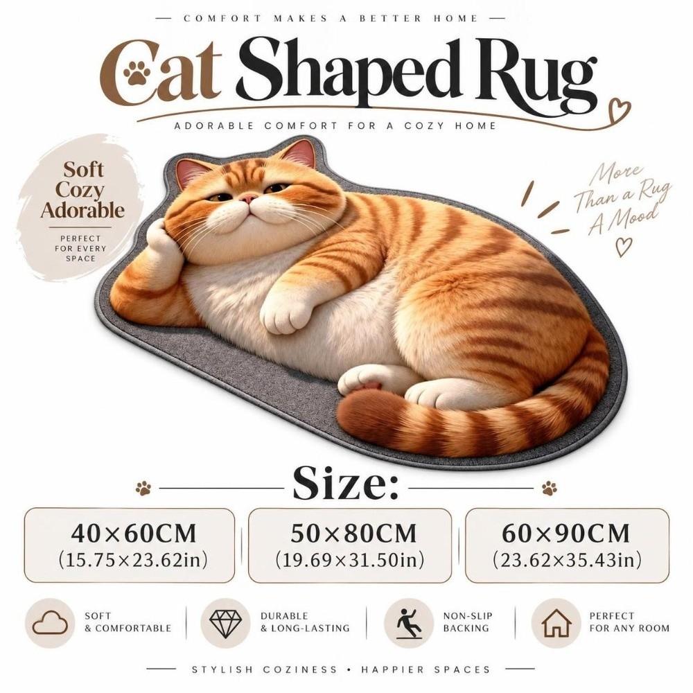 Non-slip Lifelike Cat Floor Mat 40×60CM 50×80CM 60×90CM Bedroom Door Rug Home Decor