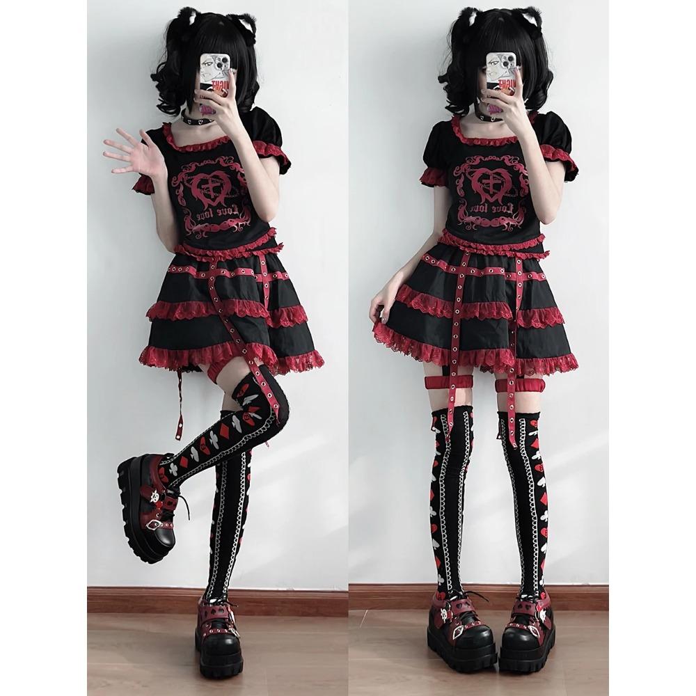 Уличный стиль для девочек Лолита Готическая обувь на платформе, женская обувь для покера Джокер Клоун Украшения Подъемник Подарок на Хэллоуин