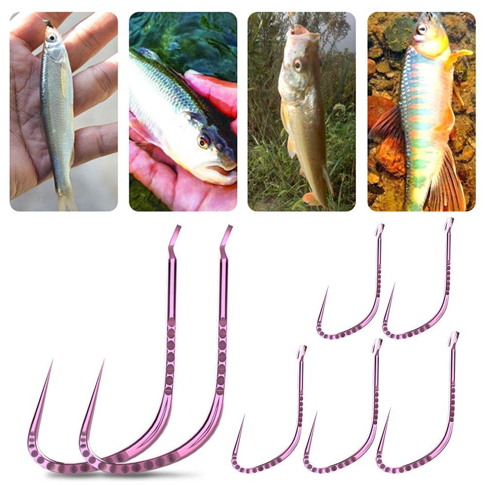 30pcs 6# 7# 8# 9# 10# Light Pink Tools Titanium Alloy Fishhook Horn Tooth Carp Black Pit Sports