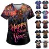 Женская модная новогодняя футболка с короткими рукавами, V-образным вырезом и маленьким карманом