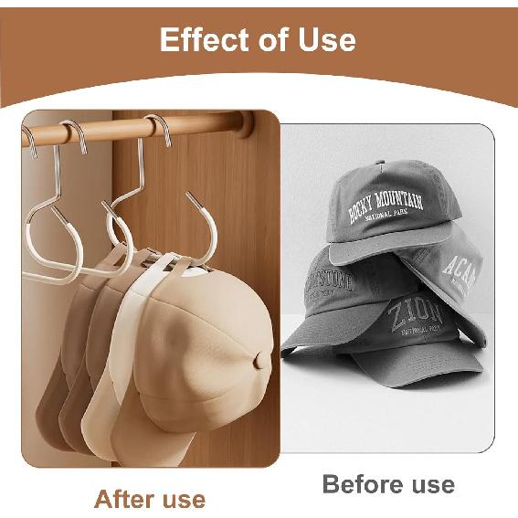 6 Count Hat Organizer Hanger, Baseball Closet Cap Rack Holder for Space-Saving, Scarf Organizer Hanger for Baseball Caps, Beanies, Belts, Scarf