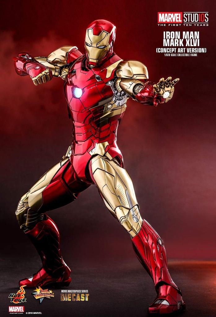 Movie Masterpiece DIECAST Marvel Studios 10th Anniversary Scale Figure Iron Man Mark 46 Art Endgame Exclusive Store by Hot Toys 1/6 (Concept Version)