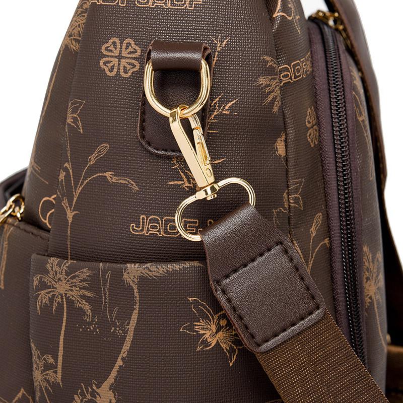 Рюкзак с принтом, женская сумка большой вместимости с защитой от краж, мягкий кожаный рюкзак для поездок на работу