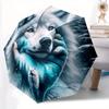 1pc Wolf amidst Snowy Forests Pattern Automatic, 8 Iron Frames, High-Value Folding Umbrella, Suitable for Office, Travel and Outdoor Adventure.C015