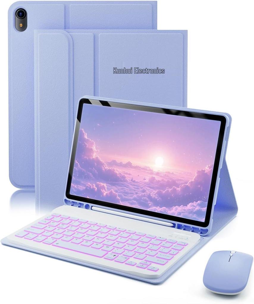 Чехол-клавиатура RGB Bluetooth и бесшумная мышь для iPad 10-го поколения 11 дюймов 10,9"