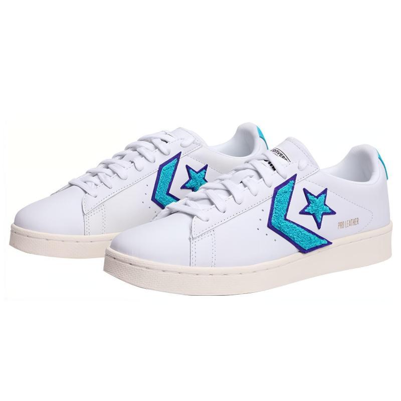 Converse Cons Pro Leather Low Vintage Casual Non-Slip Lightweight Low-Top Board Shoes Unisex White and Blue