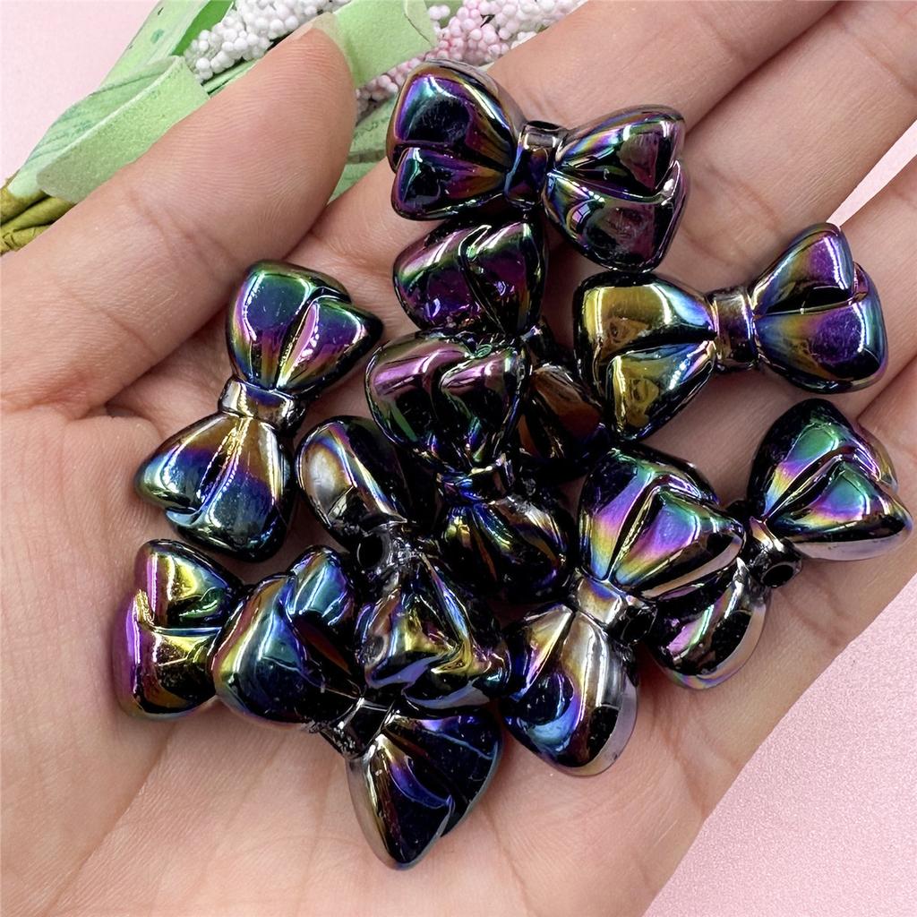 Necklace Big Bow Beads Dazzle Key Chain Making 10pcs for Bracelet 15.8*28.8mm Acrylic Beading Material Fashion Pendant Accessories