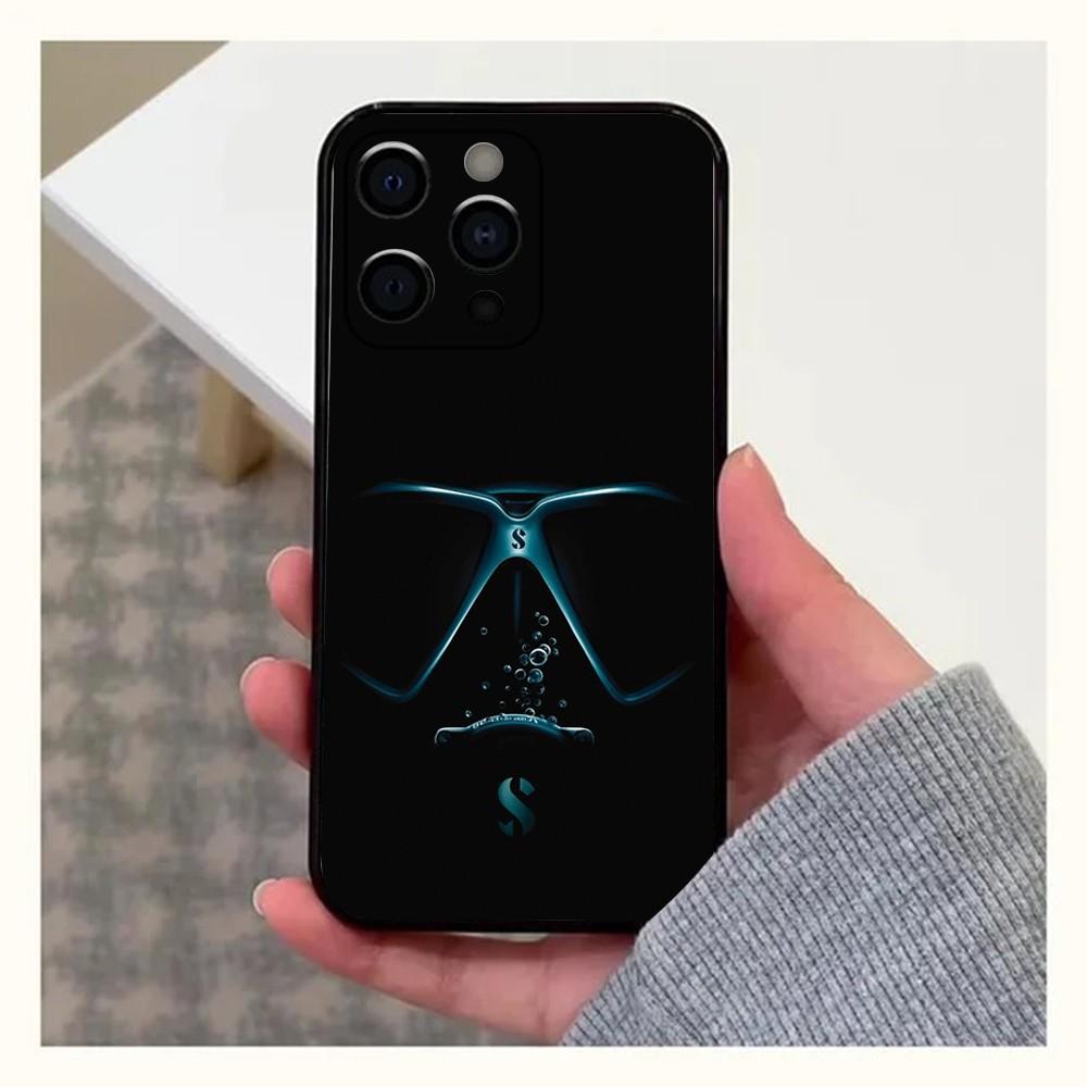 Scuba Diver Diving Phone Case For Apple iPhone 15,14,13,12,11,Pro,X,XS,Max,XR,Plus,Mini Soft Black Cover