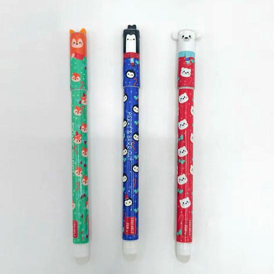 3Pcs Erasable Gel Pens 0.5mm Christmas Themed Pen Quick Drying Smooth Writing Pen for Office Stationary