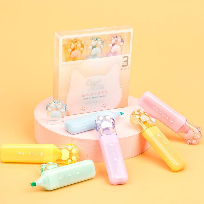1/6 шт. Кавайные хайлайтеры пастельных тонов в виде кошачьих лапок, маркеры для рисования, граффити, флуоресцентные ручки, милые канцелярские товары, школьные принадлежности