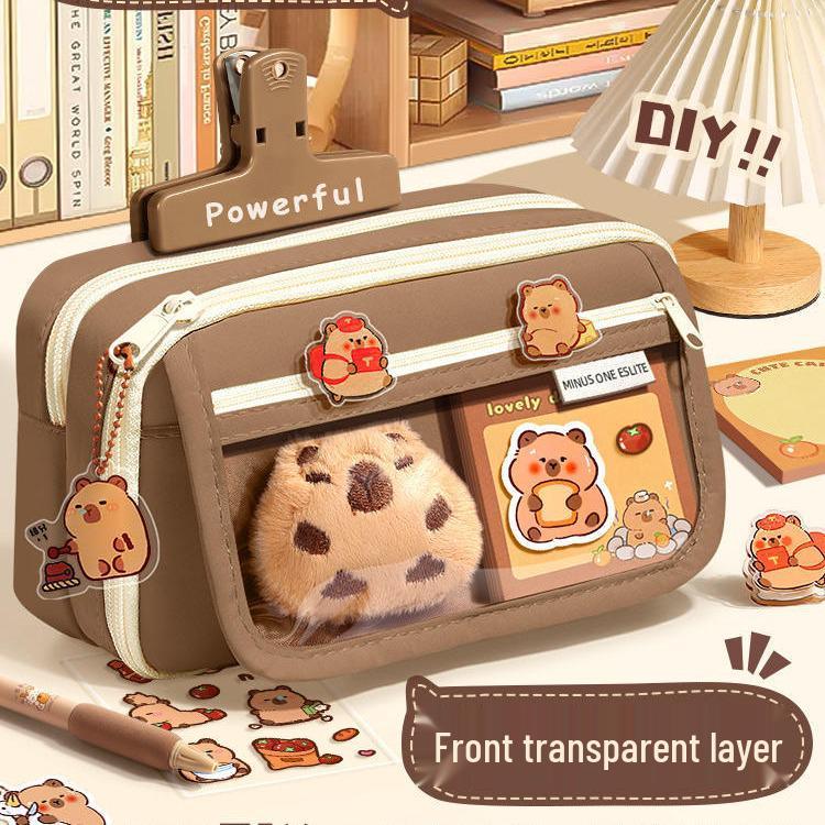 Капибара Прозрачный пенал большой вместимости, грязеотталкивающий, милый и стильный для учеников средней школы