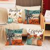 Thanksgiving Pillow Covers,Pumpkin & Autumn Leaf Design, Soft Flannel Sofa Cushion Covers for Home Decor,45x45cm, No Pillow Insert