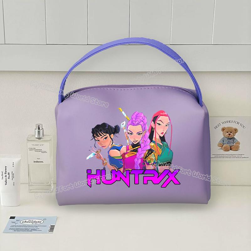 KPop Demon Hunters Handheld Make Up Bag Organizer for Women Portable Tracvel Cosmetics Handbag Waterproof Toiletry Makeup Bags
