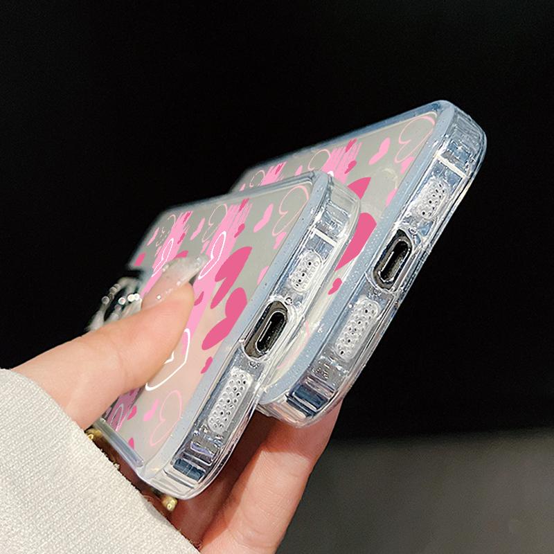 Современный чехол с принтом сердечек для iPhone 17 18 Pro Max 17E iPhone 16 15 14 13 Pro Max Покрытие Рамка для камеры Прозрачный Мягкий чехол