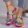 Hot Sale Shoes Female 2024 Summer New Rainbow Colors Women's Large Size Slippers Comfortable and Breathable Casual Slippers