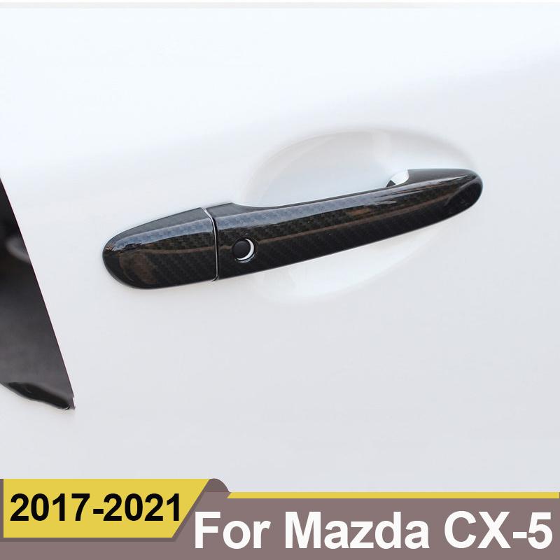 Для MAZDA CX-5 CX5 KF 2017 2018 карбоновая дверная ручка автомобиля, накладка, наклейка, аксессуары для стайлинга автомобиля, накладка