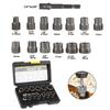 6.35mm-19mm Car Tool Kit 14pcs Cr-Mo Steel Hand Tools Waterproof With Drive Hex Socket Adapter Bolt Nut Remover Socket Set Damaged Screw Extractor