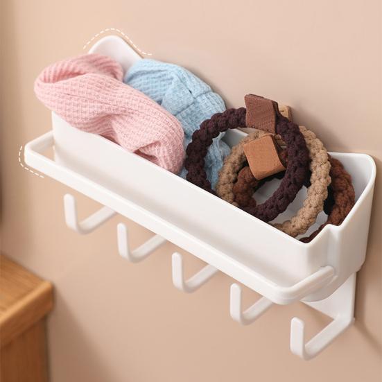Полка для хранения Настенная ванная комната с крючками Подвесная стойка Бесследная установка Стеллаж для хранения