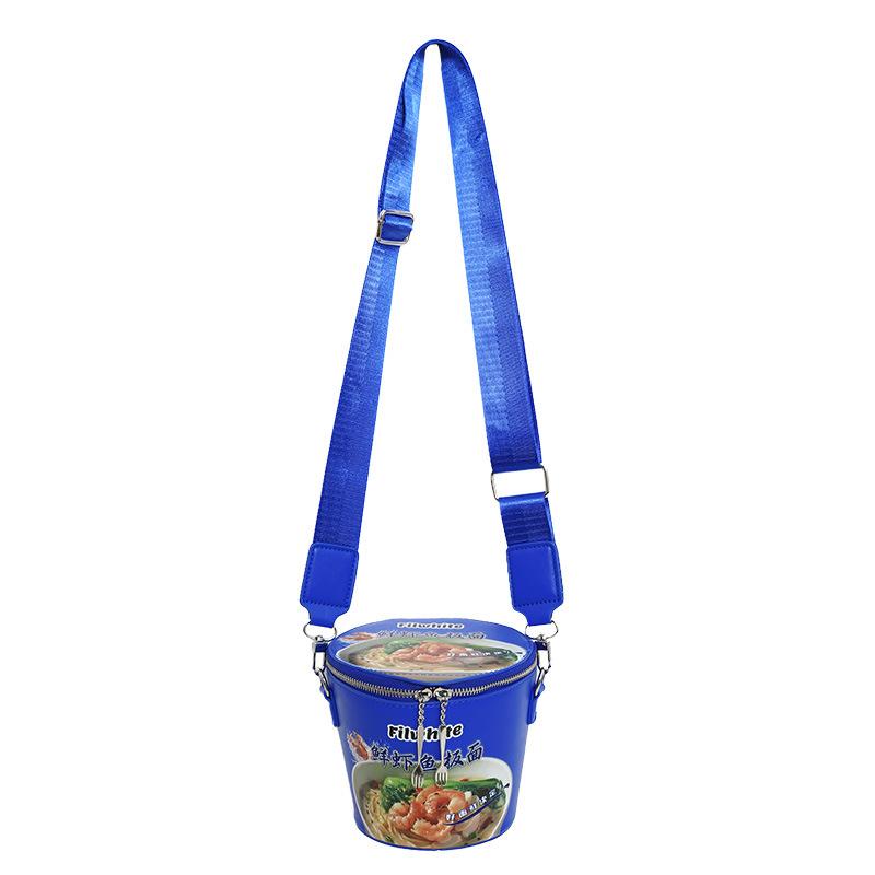 Personalized and Creative Instant Noodle Bowl Bag Women's 2025 New Fashion Trend Wide Shoulder Strap Crossbody Shoulder Cylinder Bag Pu