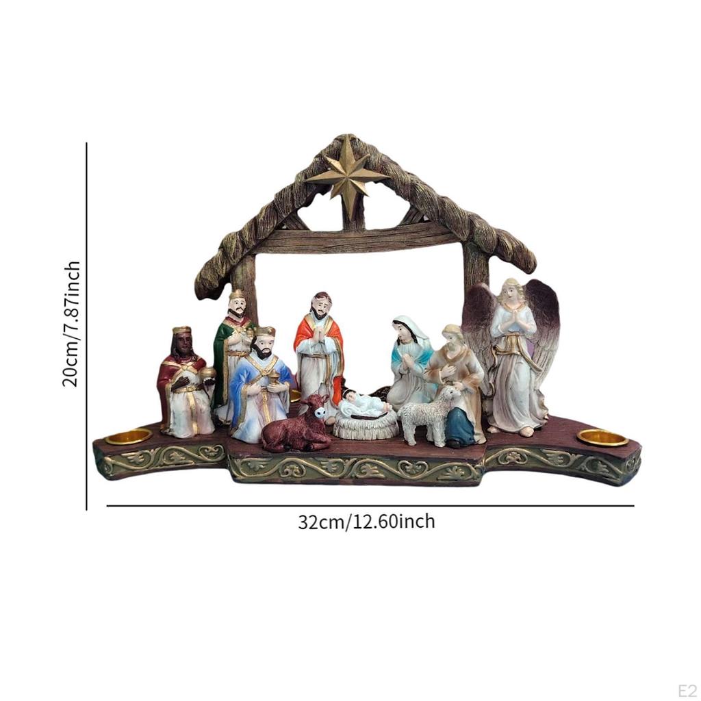 Christmas Nativity Scene Figurine Set Jesus Holy Family Statue Religious Decor Resin for
