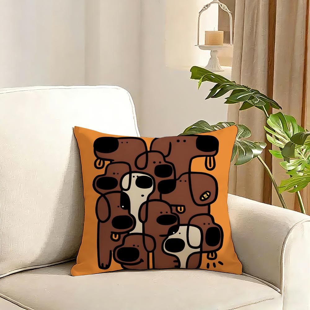 abstract dog Cushion Cover Reversible Plush Pillow Cover Soft Fluffy  Home Decor for Sofa Bedroom