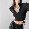 Solid Color Casual T-shirt Women Long Sleeve Turtleneck Crop Tops Sexy Simple Style Party Club Spring Summer T-shirts