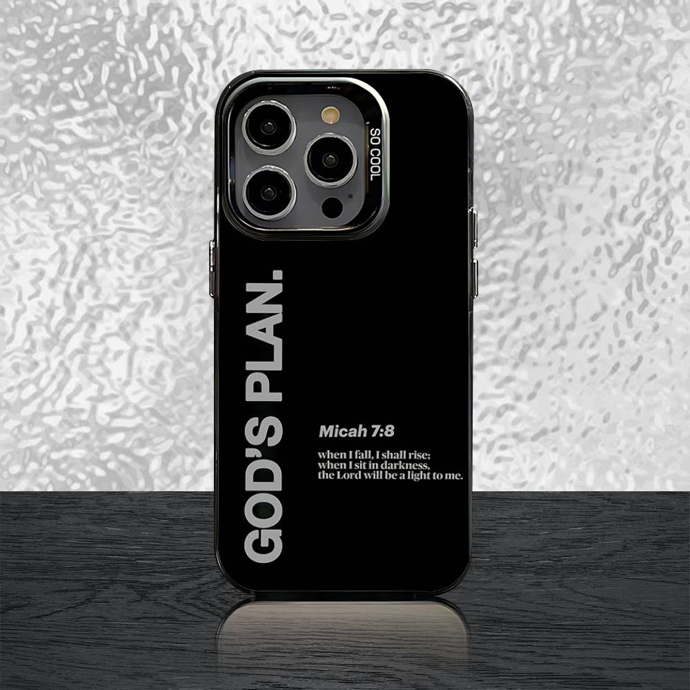 Чехол для телефона 'План Бога Иисус Библейский стих' для iPhone 16,15,14,13,12,11,Pro,Max,Plus,Mini,SE Черный Белый Матовый Ударопрочный Чехол